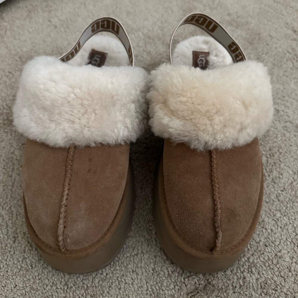UGG Funkette Suede Shearling Platform Slipper